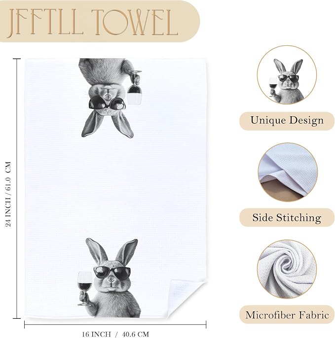 Funny Bunny Decor Kitchen Towels, Bunny Gift Dish Tea Towel - Image 7