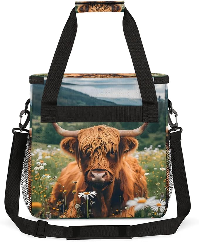 Highland Cow Spring Floral Coffee Maker Carring Bag, Large Insulated Storage - Image 5