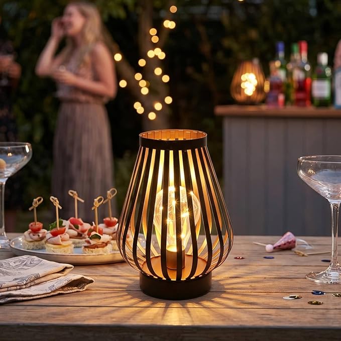 JHY DESIGN Metal Cage LED Lantern 8.7''H Battery Powered Cordless Accent Light - Image 7