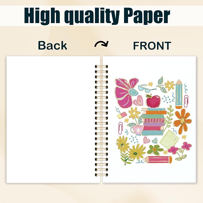 kunlisa Boho Floral Teacher Spiral Notebook Journal 5.5x8.3, Thank You - Image 6
