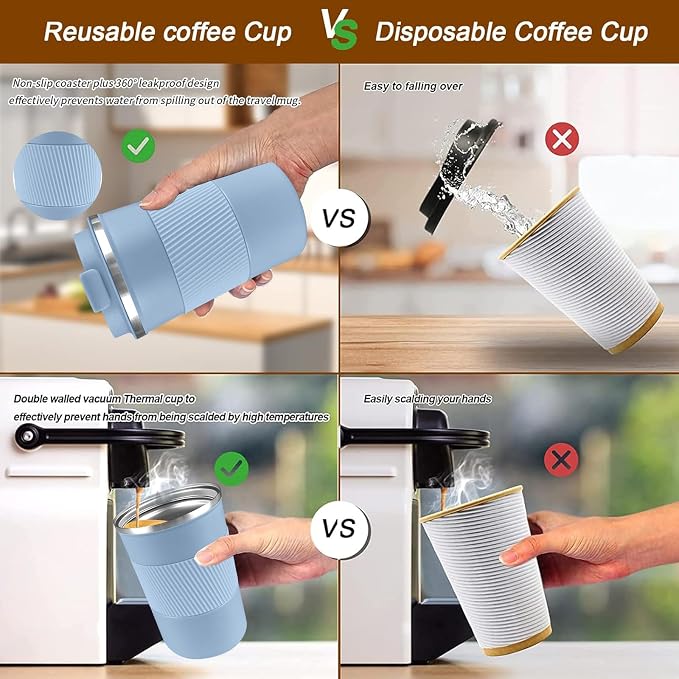 YINBAOGE Insulated Travel Coffee Mug, Spill & Leak Proof, Portable To Go - Image 4