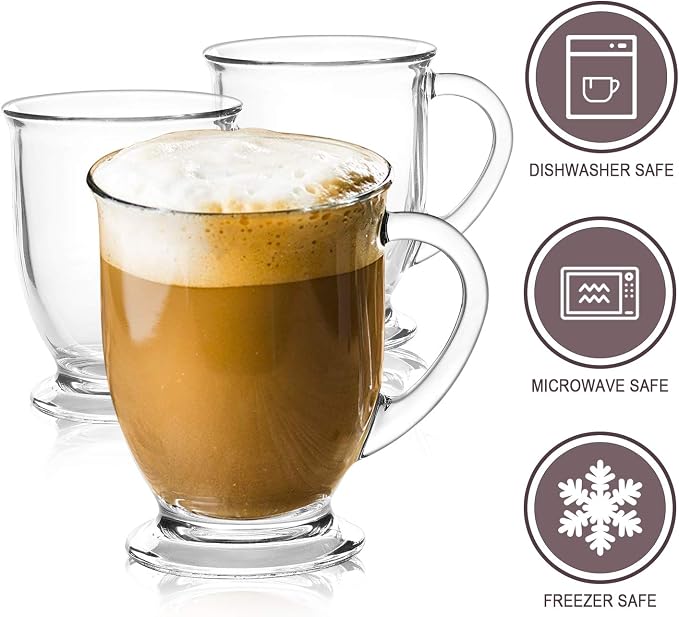 Accguan 15oz/450ml Glass Coffee Mugs Clear Coffee Cups - Image 3