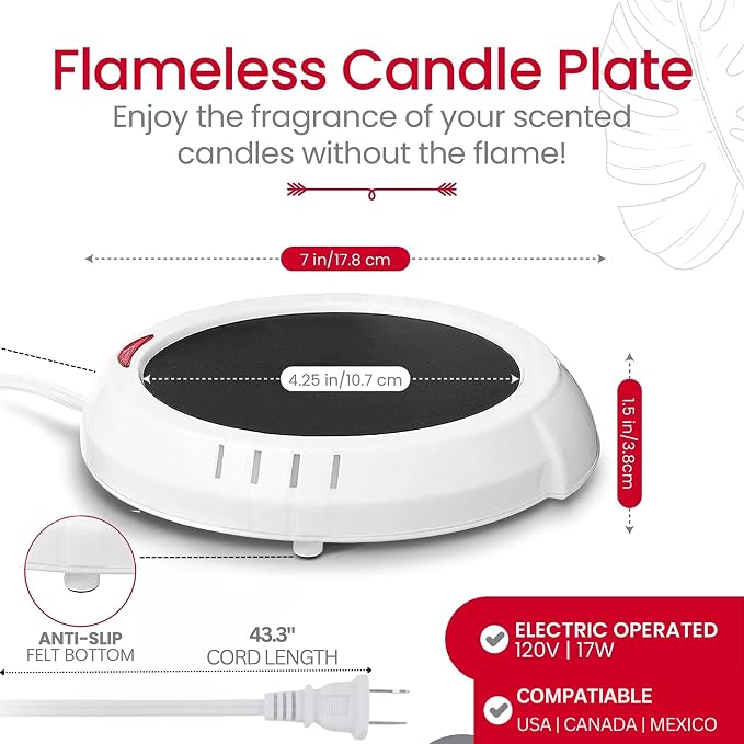 Candle Warmer Plate Safely Releases Scents Without a Flame- Used as Candle Jar - Image 2