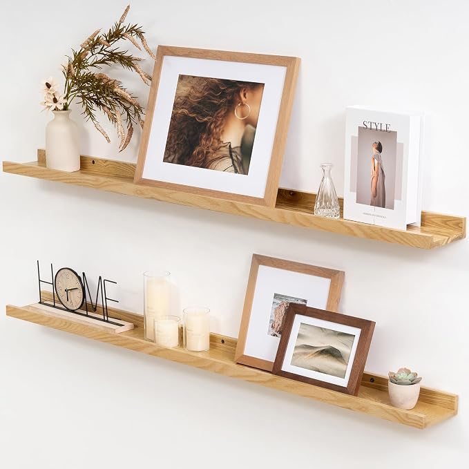 Acovy Solid Ash Wood Picture Ledge Shelf, 36 Inch Floating Shelves by Acovy