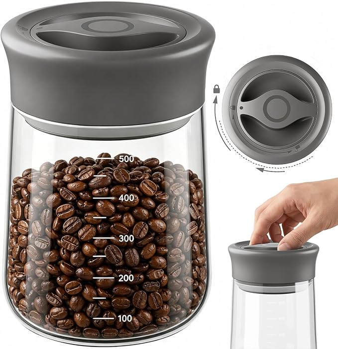 OURCABECUE Wide Mouth Mason Jar 16oz, Newly Upgraded Easy Open Rotating Lid by OURCABECUE