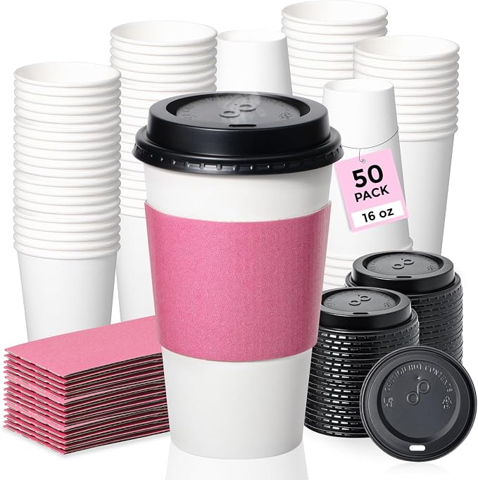 Fit Meal Prep 50 Pack 16 oz Disposable Coffee Cups by FMPBRANDS