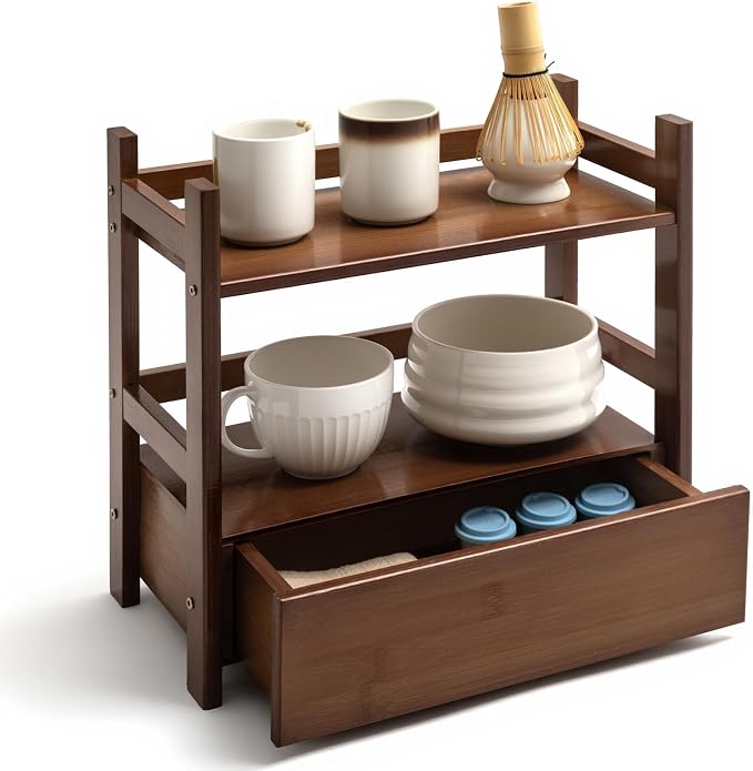 Chunful 2 Tier Matcha Station Bamboo Organizer by Chunful