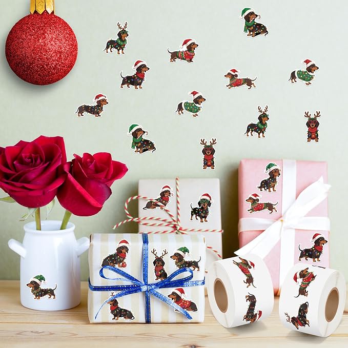 Haooryx Christmas Dachshund Sticker Roll - Image 4