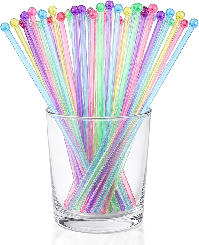 100 Pcs Plastic Drink Swizzle Sticks, Cocktail Stirrers, Stirring Stick by NIEITRK