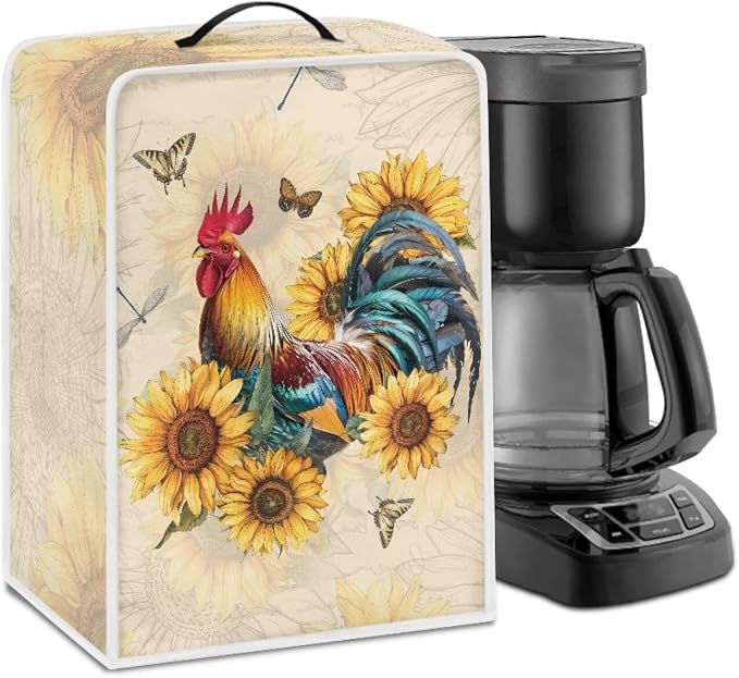 Rooster Sunflower Coffee Maker Cover Waterproof Kitchen Appliance Covers Dust by Psesaysky