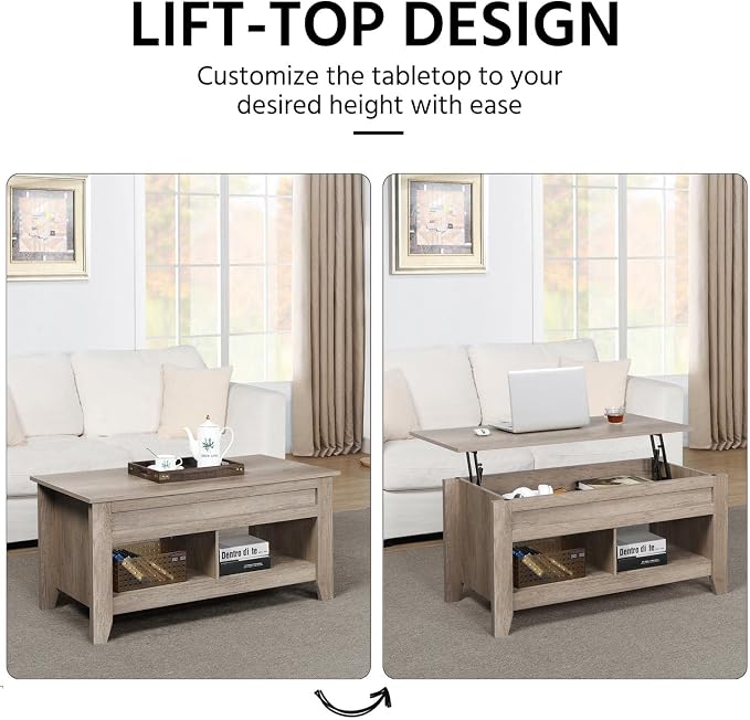 Yaheetech Modern Lift Top Coffee Table - Image 4