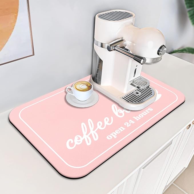 Coffee Mat - Pinks Coffee Time Absorbent Coffee Bar Mat - Drying Mat Waterproof - Image 7