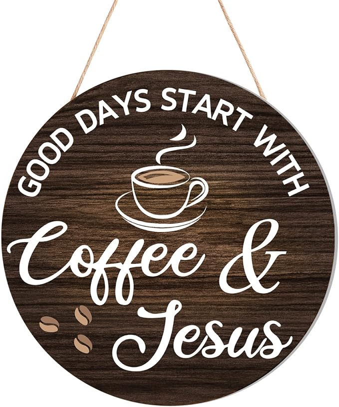 HMASYO Wood Coffee Signs, Good Days Start by HMASYO