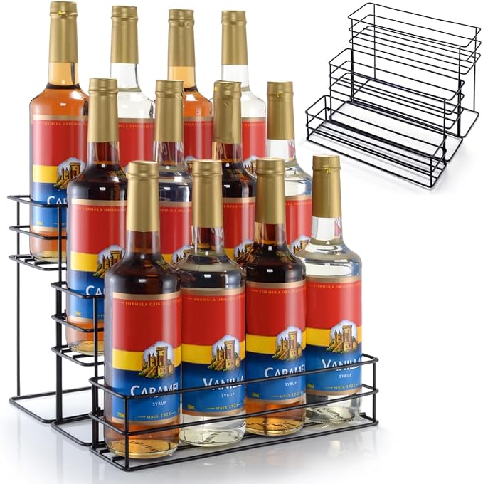 kimilus 12 Bottle Capacity Coffee Syrup Organizer 3 Tier Coffee Syrup Stand by kimilus