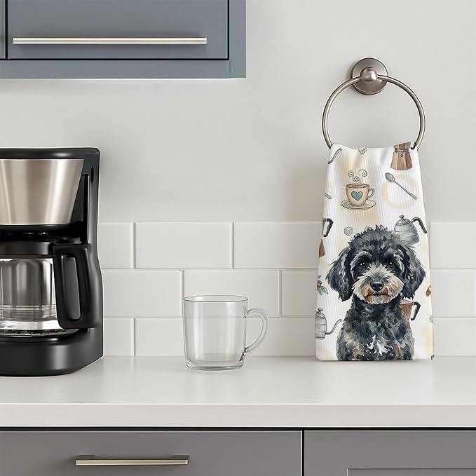 Caroline's Treasures Miniature Black Poodle Coffee Bar Kitchen Towel Velour - Image 3