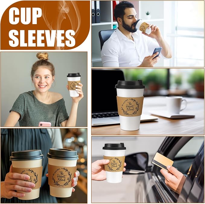 Jingmore 200 Pcs Wedding Coffee Sleeves The Perfect Blend Custom Kraft Paper - Image 7