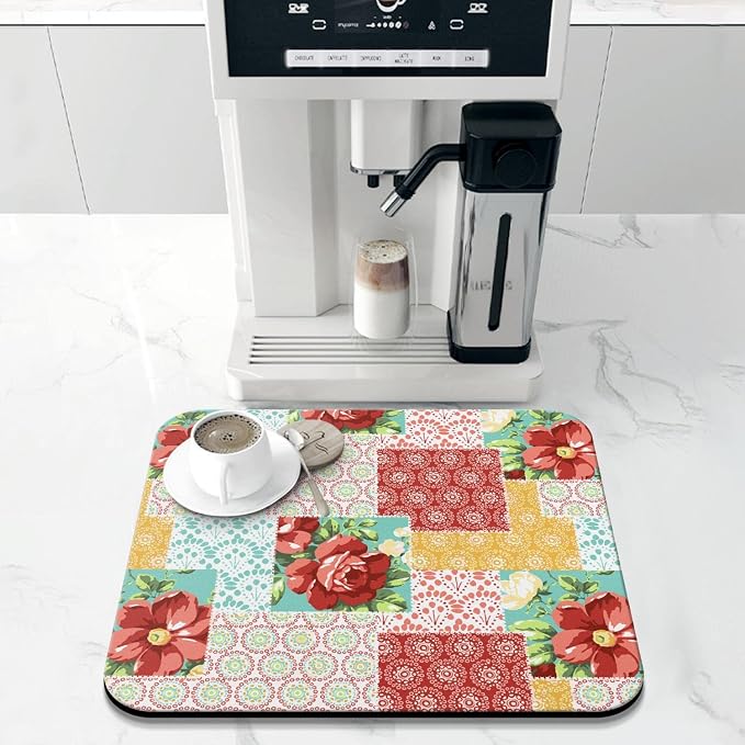 Coffee Bar Mat Accessories for Countertop Absorbent Hide Stain Rubber Backed - Image 3