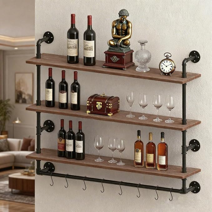 ROGMARS Industrial Floating Pipe Wall Shelves - Image 4