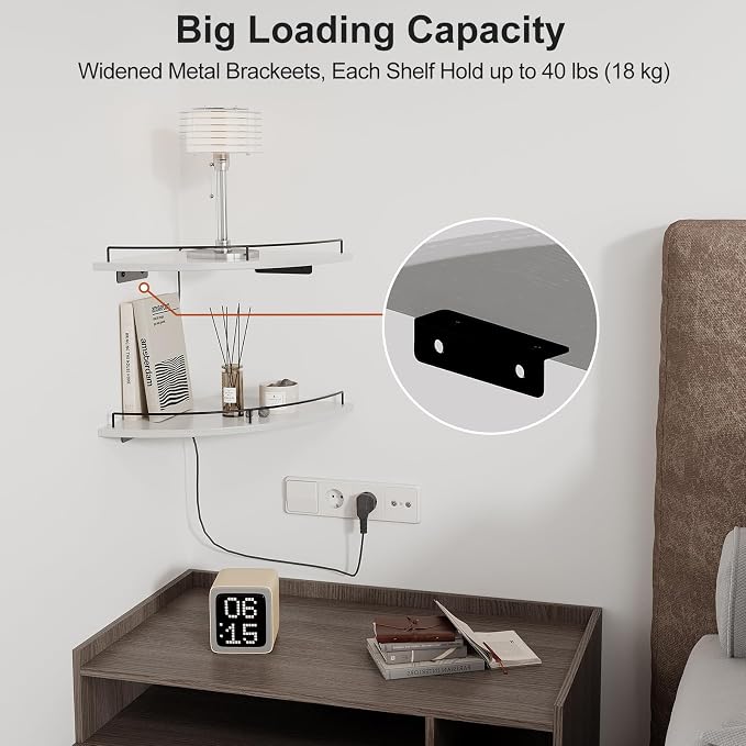 JJL Corner Shelf Wall Mounted, 12 Inches 2-Tier Floating Corner Shelf, - Image 4