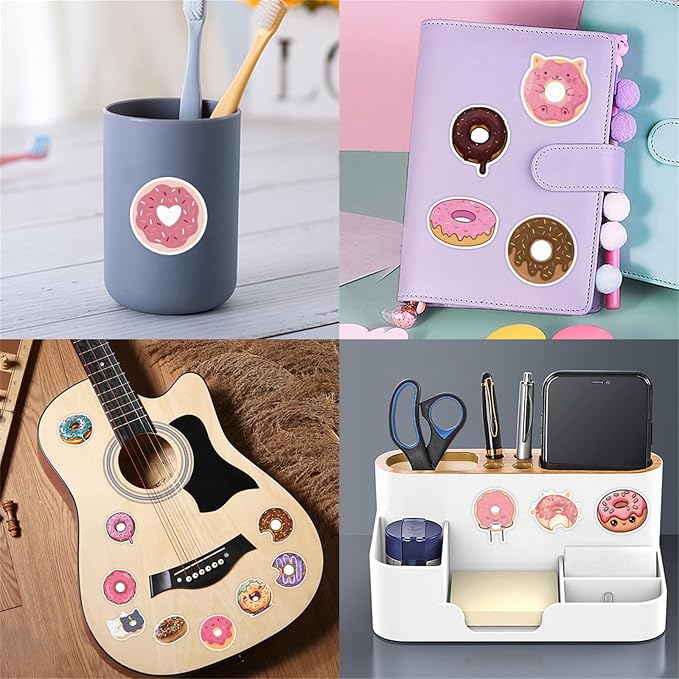 Cute Donut Stickers 50PCS Doughnut Funimost Waterproof Vinyl Stickers - Image 3
