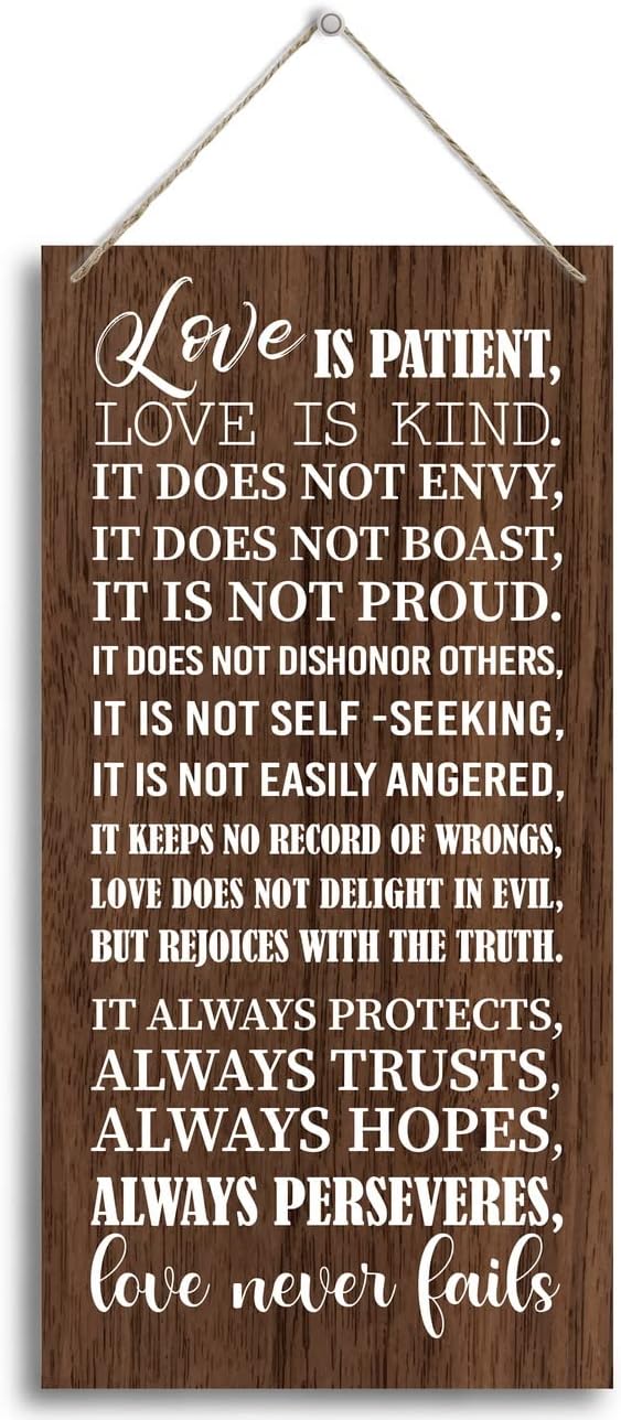 1 Corinthians 13:4-8-Love is Patient Love is kind Inspirational Quote Wood by HALUOSI