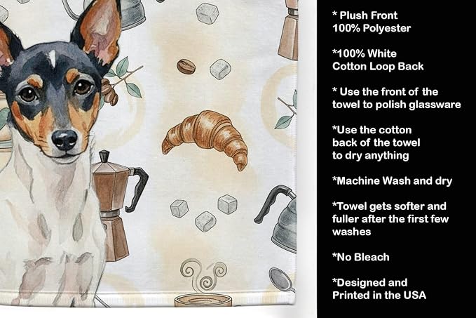 Caroline's Treasures Toy Fox Terrier Coffee Bar Kitchen Towel Velour Plush - Image 4