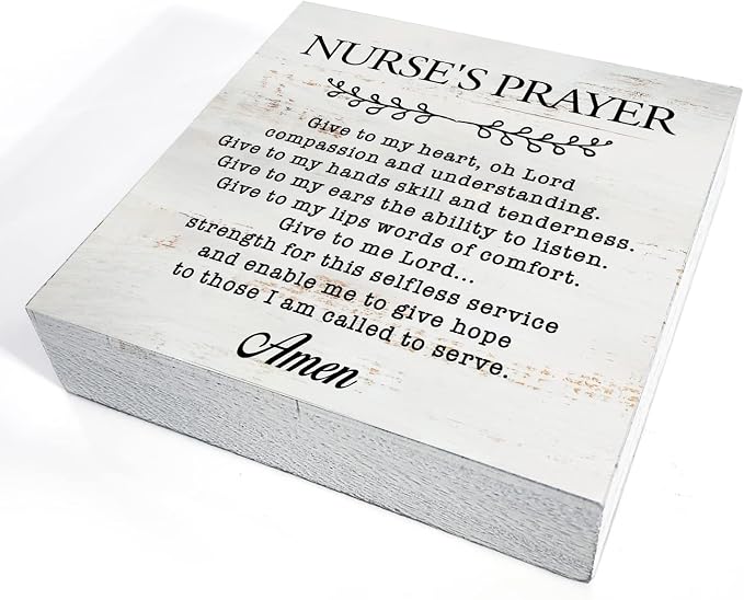 Nurse's Prayer Wood Box Sign Home Decor Rustic Nurse Wooden Box Sign Block - Image 3
