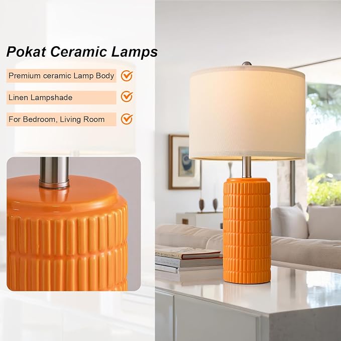 PoKat 23" Orange Table Lamps Decor - Image 4