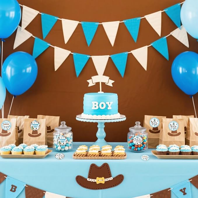 Serencatcher 10 Sheets Cowboy Baby Shower Stickers, Western Cowboy Baby Shower - Image 3