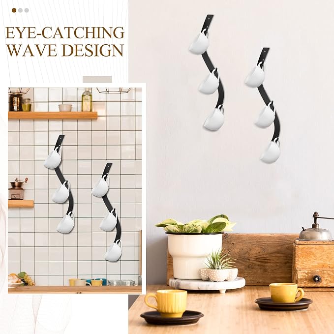 Sosation 4 Pack Coffee Mug Wall Rack Mounted - Image 5