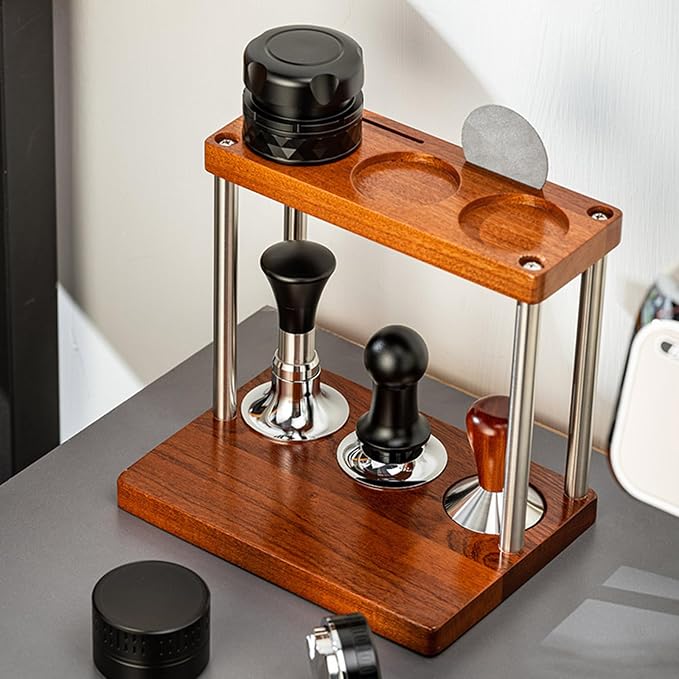 Space Saving Coffee Equipment Organizers Stylish Two Layer Wood Coffee Machine - Image 8