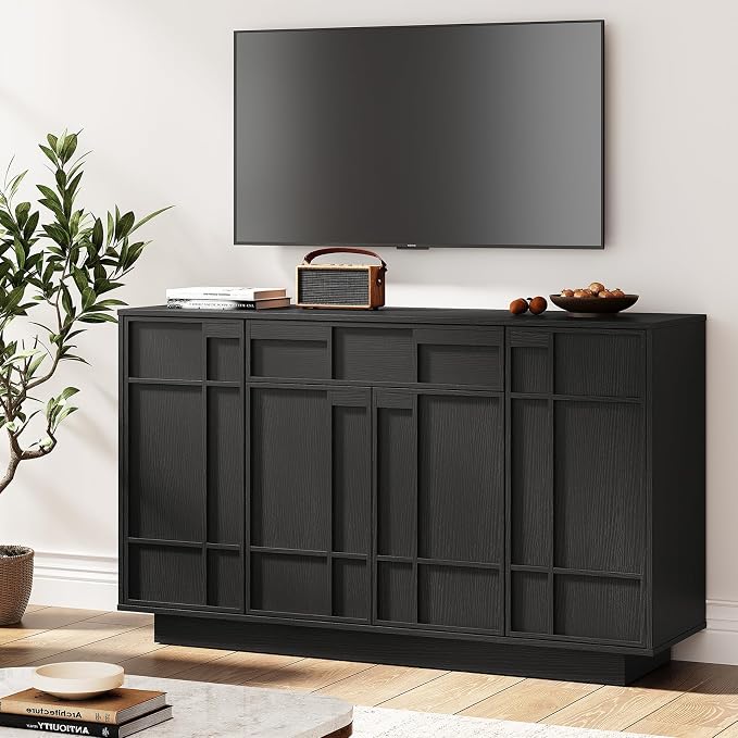 55" Buffet Cabinet with Storage Drawer, Sideboard Buffet Cabinet with Built-in - Image 8