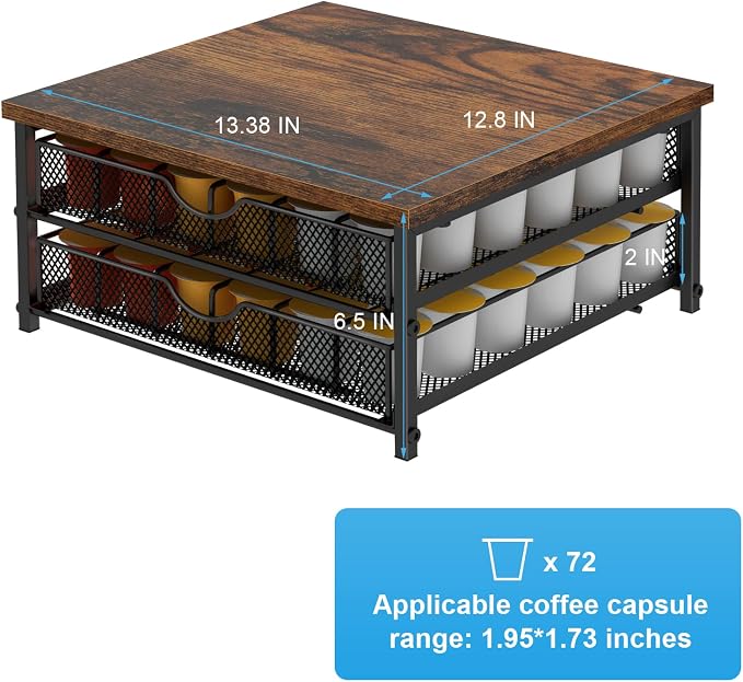 Coffee Pod Drawer Holder Capsule Storage Organizer 2 Tier Coffee Pods Holder - Image 3