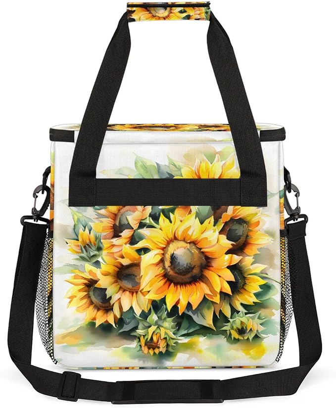 Yellow Sunflower Coffee Maker Carring Bag, Large Insulated Storage Organizer - Image 5