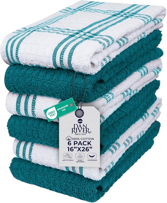 DAN RIVER Premium Teal Kitchen Towels by DanRiver