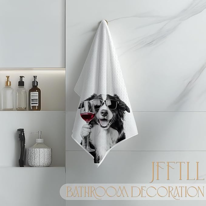 Funny Border Collie Kitchen Towels, Border Collie Gifts Dish Tea Towels - Image 4