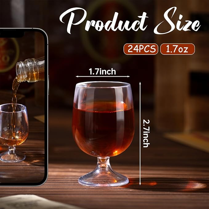 Roshtia 24 Pcs Mini Shot Glasses 1.75 oz Small Brandy Snifters Clear Reusable - Image 2