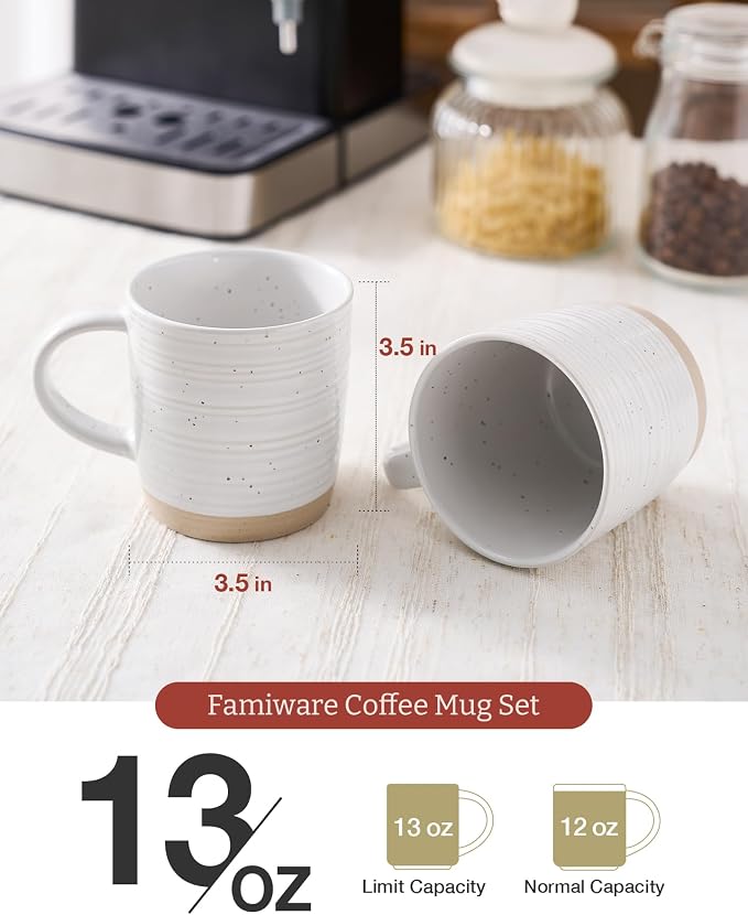 famiware Coffee Mugs Set of 4, 13 oz Mug Set, Ceramic Cup Set - Image 3