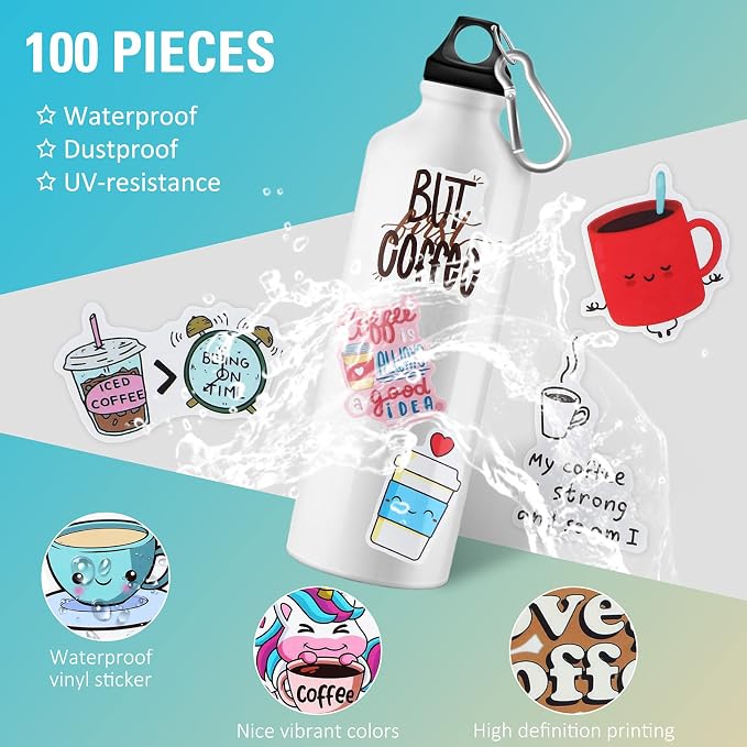 100 Pieces Cute Coffee Stickers - Image 2