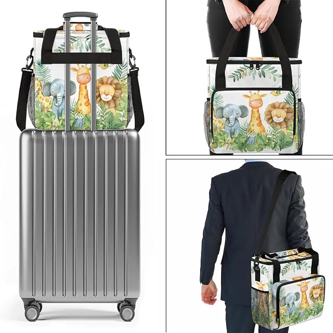 Elephant Giraffe Lion Cute Animals Coffee Maker Carring Bag, Large Insulated - Image 7