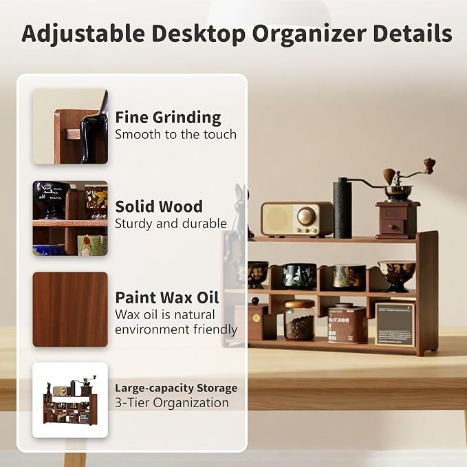 Coffee Cup Holder for Countertop Walnut Wood Coffee Mugs Holder for Kitchen Mug - Image 4