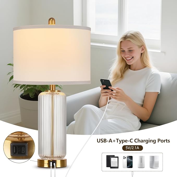 Table Lamps Set of 2 with Touch Control, 3-Way Dimmable Nightstand Lamp with - Image 3