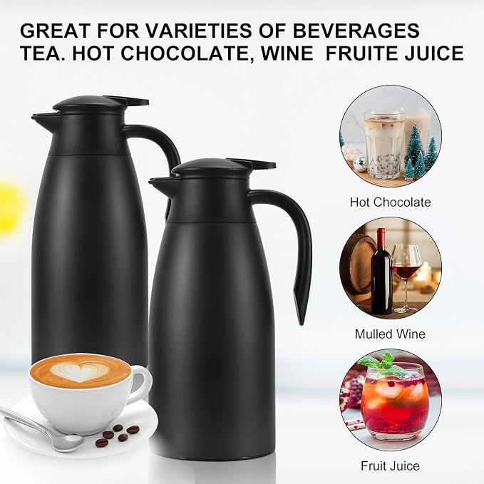70 Oz Updated Insulated Stainless Steel Carafe, Double Walled Vacuum Coffee - Image 5