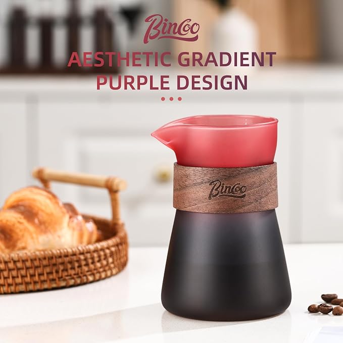 Glass Coffee Carafe with Wood Heat-Resistant Loop, 16oz Glass Coffee Server - Image 2