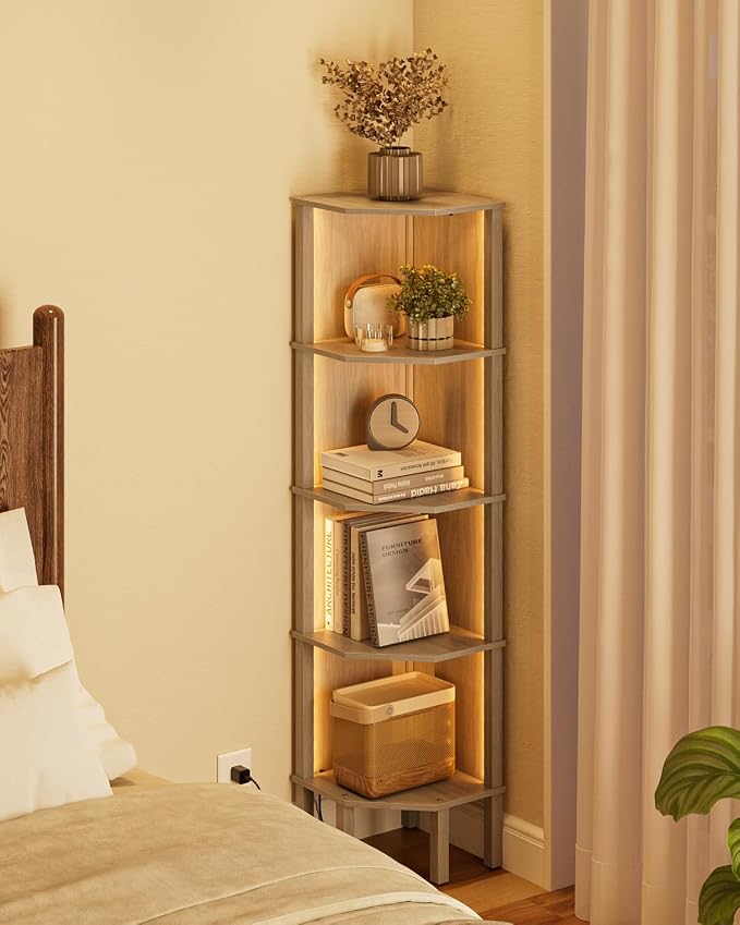 Corner Shelf Stand, 5 Tier Corner Bookshelf, Corner Furniture - Image 6