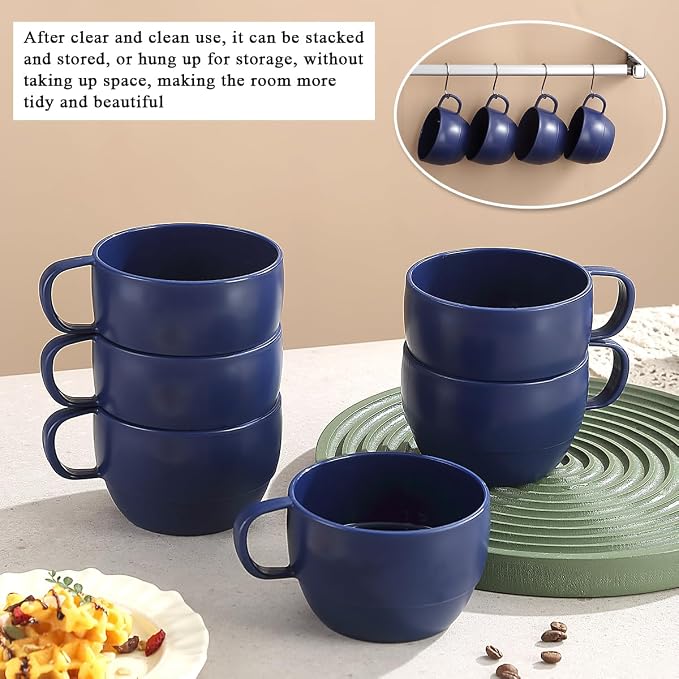 Coffee Mugs Set of 6, Coffee Cups 12oz, Durable Light Weight Plastic Mugs - Image 6