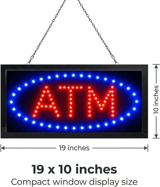 LED Neon ATM Open Sign with Animation – 19x10 Inch Bright Light Up Window Sign - Image 5
