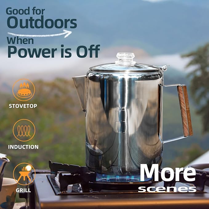 MEREZA Camping Coffee Pot Stovetop Coffee Maker Percolator Campfire Coffee Pot - Image 3