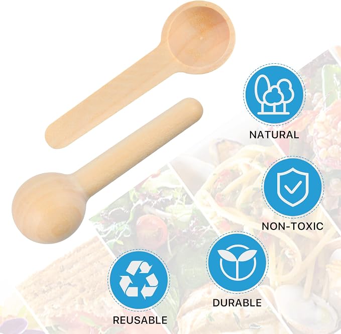 100 Pieces Small Wooden Spoons, 2.9 Inch Mini Natural Wooden Scoops Tiny - Image 3