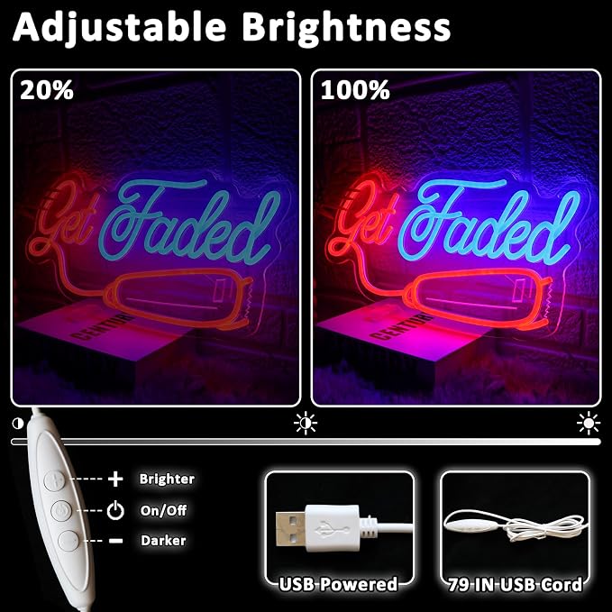 Get Faded Neon Sign for Wall Decor Dimmable Barber Shop Led Sign for Hair Salon - Image 3